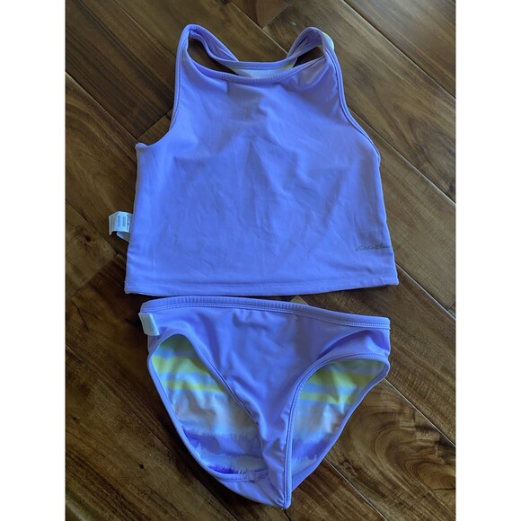 Eddie Bauer Girl Reversible 2 pcs Swim Set Purple Pink SZ M 10/12 Great Conditio - Picture 5 of 5